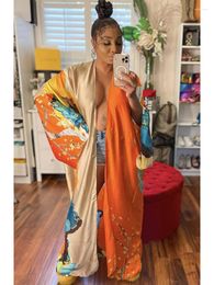 Ethnic Clothing Long African Dresses Women Cardigan Loose Boubou Robes Africa 2023 Print Streetwear Bazin Riche Dress Vestidos