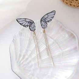 Dangle Earrings Minar Fairy Clear Resin Butterfly For Women Rhinestones Long Tassel Simulation Wing Wedding Jewelry