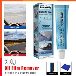 New New Auto Car Glass Oil Film Remover Glass Film Polishing Cleaner Agent Windshield Glass Window Cleaning Liquid with Sponge Towel