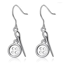 Dangle Earrings 925 Sterling Silver Creative Jewelry Button Pin For Gift