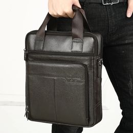 Briefcases MEIGARDASS Genuine Leather Business Briefcase Men Travel Shoulder Messenger Bags Male Document Handbags Laptop Computer Bag 230506