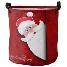 Organization Santa Claus Christmas Dirty Laundry Basket Foldable Round Waterproof Home Organizer Basket Clothing Children Toy Storage Basket