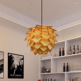 Pendant Lamps Nordic Wooden Chandelier DIY IQ Elements Puzzle Pinecone Lamp Kitchen Dining Room Bar Light Fixtures