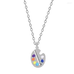 Pendant Necklaces 2023 Latest Cute Girl Necklace Drop Oil Painting Board Color Pigment Fashion Temperament Female Jewelry Gift