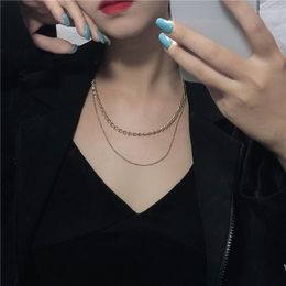 Chains Double Layers Chain Necklaces For Women Simple Golden Copper Collar Wedding Party Fashion Jewelry Wholesale