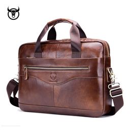 Briefcases Genuine Leather Men's Briefcase Business Computer Bag Saco Dos Homens Fashion Messenger Shoulder Postman Male Handbags 230506