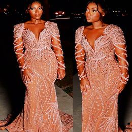 2023 May Aso Ebi Luxurious Mermaid Prom Dress Beaded Crystals Sexy Evening Formal Party Second Reception Birthday Engagement Gowns Dress Robe De Soiree ZJ186