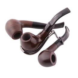 Solid red Black Wood Ebony Hand Tobacco Cigarette Smoking Pipe Philtre Wooden Flower Patterns Tool Accessories 6 Styles choose