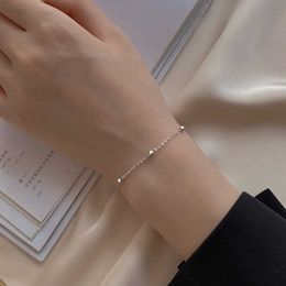 Charm Bracelets 925 Sterling Silver Round Beads Bracelet Small Cute Accessories Female Simple Personality Exquisite Bracelet Student Jewellery Gif AA230506