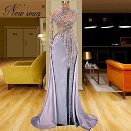 Party Dresses 2023 Est Beadeds Long Evening Gowns For Wedding Customized Arabic Dubai Split Slit Sleeve Prom