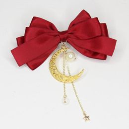 Hair Clips Moon Pendant Bowknot Headdress Comb Back Accessories Bridal Wedding Decoration