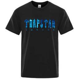 Trapstar London Undersea blue Printed TShirt men Summer Breathables Casual Short Sleeve Street Oversized Cotton Brand T Shirts 220615