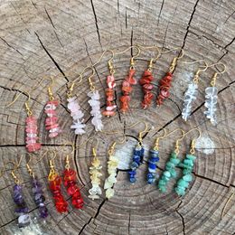 Fashion Natural Colourful Crystal Beads Earring Small Rock Mineral Stone Dangle Earring Gravel Long Tassel Earrings Jewellery Gifts