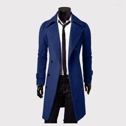 Men's Trench Coats Autumn And Winter Warm Soft Coat Jacket Casual Double-breasted Mid-length Windbreaker Woollen Tops JacketMen's