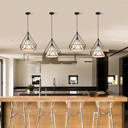 Pendant Lamps Diamond Shape Lustre Lights Home Kitchen Decor Dining Room Hanglamp Bar Restaurant Retro Industrial Luminaire Suspension
