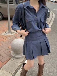 Work Dresses Alien Kitty Jeanswear Women Suits Slim Office Lady Shirts Summer Denim Chic Holiday Fashion Loose Stylish Mini Skirts Sets