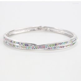 Bangle BN-00075 Designer For Women Luxury Bulk Items Wholesale Silver Plated Jewellery Fashion Women's Crossed Rhinestone Bracelet