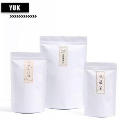 Organization Personal White Kraft Paper Stand Up Zipper Packaging Bags Tea Candy Coffee Gift Pouch