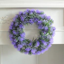 Decorative Flowers Artificial Flower Purple Lavender Wreath Decoration Wall Hanging Home Valentines Day Door Decorations Kids Advent