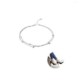 Anklets 925 Sterling Silver Anklet Female Multi-layer Heart Charm Foot Link Chain No-fading Barefoot Crochet Sandals Ankle Bracelet