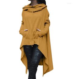 Women's Jumpsuits Coats Long-sleeved Hooded Solid Colour Loose Hoodie Fashion Versatile Irregular Edge 4xl 5xl Long Top