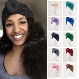 Muslim Fashion Headband Hat Solid Colour Women Wrap Head Turban Bonnet Indian Headwear Ladies Hijab Caps