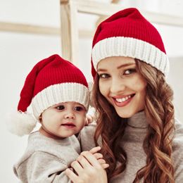 Berets Baby Hat Knitted Parent-Child Lattice Wool Winter Mother Christmas Warm Ball Top Level Baseball Cap Men Women 47' Brand