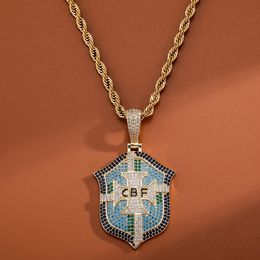 Pendant Necklaces European and American Style High Quality Golden Silver Brazil Ice Cravejado AAA Cubic Zircon Necklace Jewellery for Gift 230506