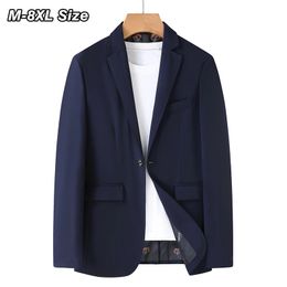 Men's Suits Blazers 8XL 7XL 6XL Men's Business Casual Blazer Plus Size Solid Color Suit Jacket Dress Work Clothes Oversize Coats Male Black Gray 230506