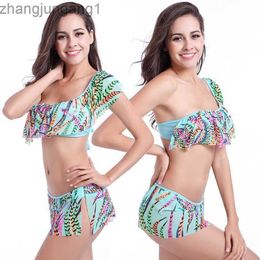 Designer Fashion Swimwear Women's 2023 Ruffle Skirt Style Bikini South Korean Women's Swimwear Sexy Bikini T Shirt Tops