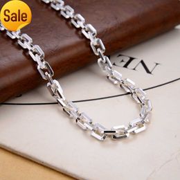 HELE OEM 925 Silver Mens Chain Necklace Six-Word Engraved Mantra Clasp Thai Silver Retro Fashion Punk Vajry Pestle Silver Chain
