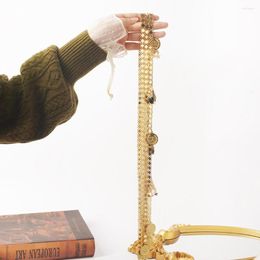 Chains Bridal Shawl Chain Long Coin Gold Plated Pendant Kurdish Ethnic Wedding Jewellery Turkish Necklace Kaftan Accessories