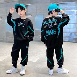 Clothing Sets Boys Contrast Alphabet Lightning SweatshirtSweatpant Children Tracksuit Kids Outfits Jumper Pant Jogger Set For 515 Years 230506