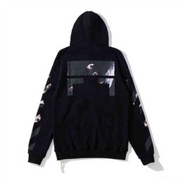 Offs Whitees Men Off Style Trendy Fashion Sweater Painted Arrow X Crow Stripe Loose Hoodie Men's and Women's Designer Coatjqm1off Pullover 930