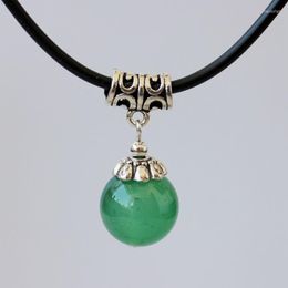 Pendant Necklaces Women's Fashion Jewellery Penadant Necklace Party Gift Natural Green Chalcedony Seedling Leather Rope