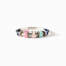 Cluster Rings DoreenBeads Anxiety Ring Fidget Runner Stacking Women Men Finger With Spiral Enamel Bead Relief Antistress Rotate Jewelry