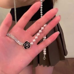 Anhänger Halsketten Exquisite Nachahmung Perlenschmuck Trendige Perlenkette Spleißen Zirkonia Halskette Für Frauen Koreanischen Stil