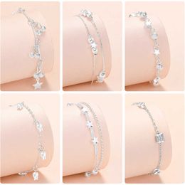 Charm Bracelets VENTFILLE 925 Stamped Silver Colour Butterfly Cross Charms Bracelets Bangles For Women Friendship Bracelets Wedding Jewellery AA230506