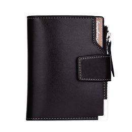 Wallets Men's Wallet Fashion Polyester Square Business Solid Colour Vertical Zipper Buckle Tri-fold Card Bag Purse Portafogli