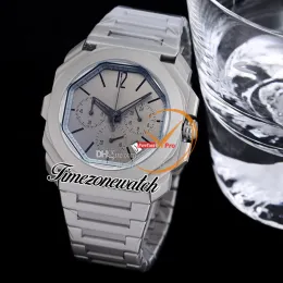 DJF OCTO Finissimo 103068 Quartz Chronograph Mens watch Grey Dial 42mm Titanium Steel Case Bracelet Stopwatch Gents New Watches TWBV Timezonewatch E56C1
