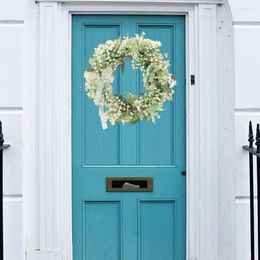 Decorative Flowers Front Door Garland Anti-fall Bellflower Wreath Anti-fade Simulation Bow Living Room Hanging Balcony Supply