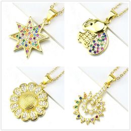 Pendant Necklaces Elephant High Quality Copper Zircon Star & Sunflower Necklace Female Charm Party Birthday Jewelry