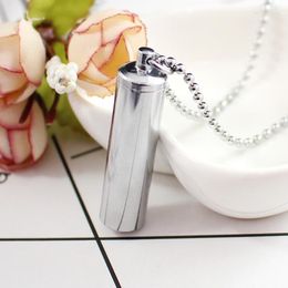 Pendant Necklaces 1PC Stainless Steel Memorial Glass Urn Locket Cremation Jewelry For Men Hair Cremate Necklace Ash
