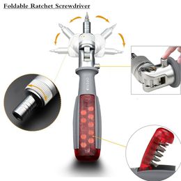 Schroevendraaier 11 In 1 Multiangle Foldable Ratchet Screwdriver 1/4 Inch Inside Hexagon Adjustable Angle Labour Saving Household Repair Tool