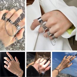 Punk Silver Chain Wrist Bracelet for Men Ring Charm Set Couple Fashion Jewelry 5 Style Selection