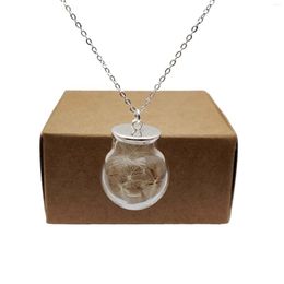 Pendant Necklaces Dandelion Make A Wish Real Flower Big Glass Ball Sterling Silver Colour Chain Necklace Women Choker Boho Jewellery Handmade