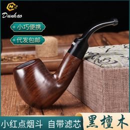 Smoking PipesPortable men's black sandalwood wooden hammer palm pipe