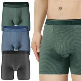 Unterhose Separatec 4er-Pack Herrenunterwäsche Atmungsaktive Baumwolle Boxershorts Separate Dual Pouch Long Leg Herren Sporthöschen