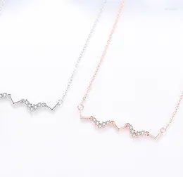 Chains Japanese And Korean Jewellery Wave Necklace Women's Silver Colour Heartbeat ECG Simple Geometric Clavicle Chain