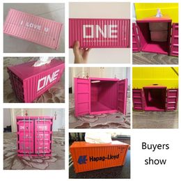 Organization Vintage Rectangle Opened Tissue Store Napkins box Metal Iron Container Case Holder Fashion Home Desktop Decoration Accessories